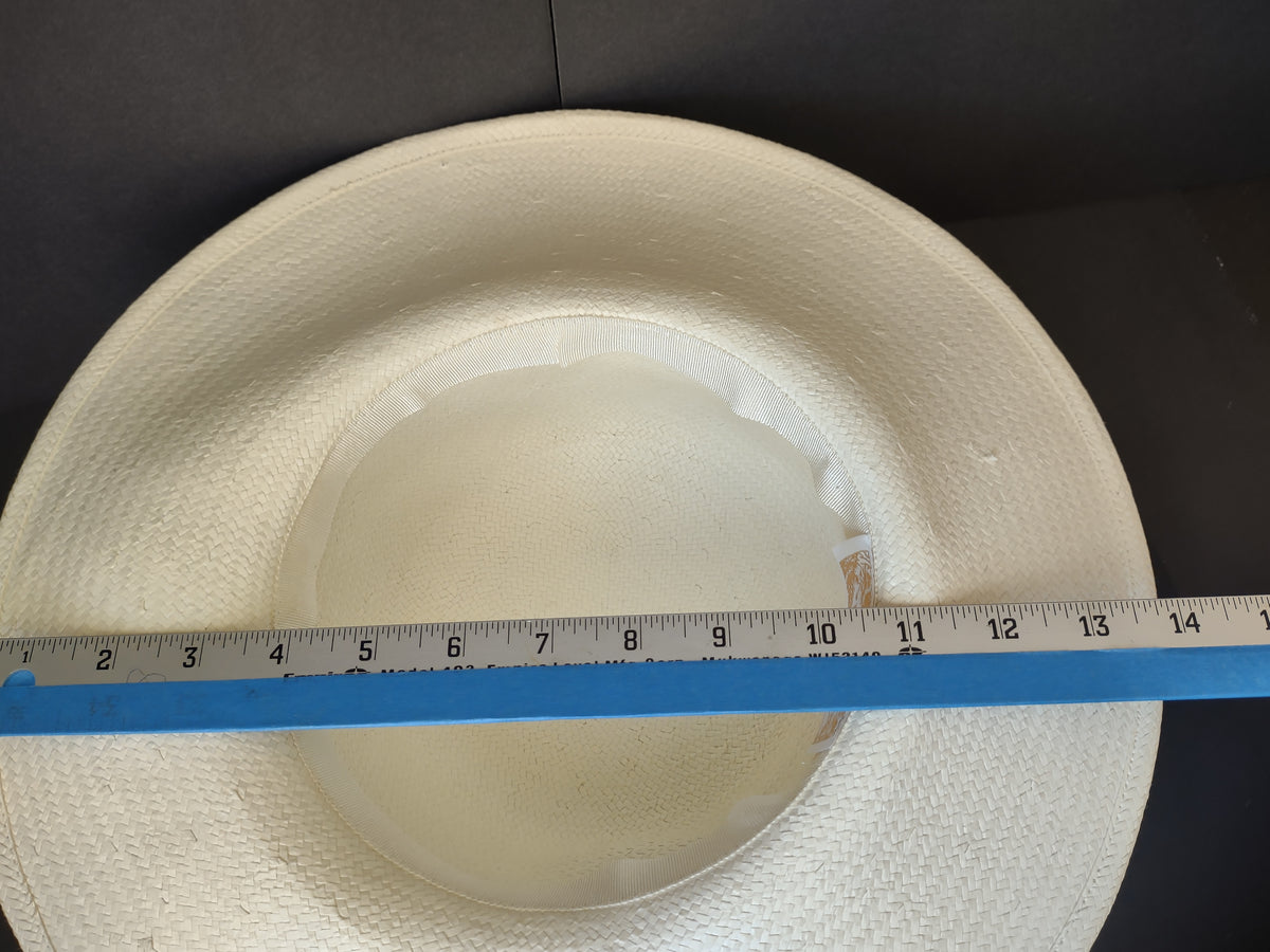 Vintage Cappelli Off-White Wide Brim Floral Sun Hat Cream Flowers [8116n]