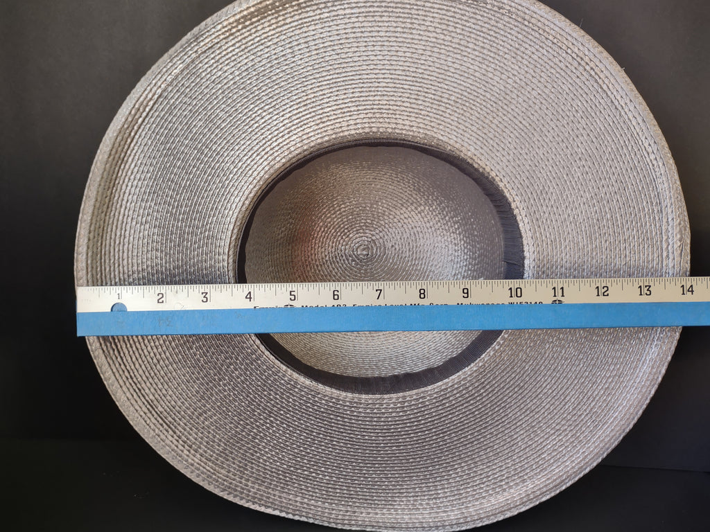 Vintage Silver Gray Wide Brim Woven Hat with Bow Women's Dress Hat [8118n]