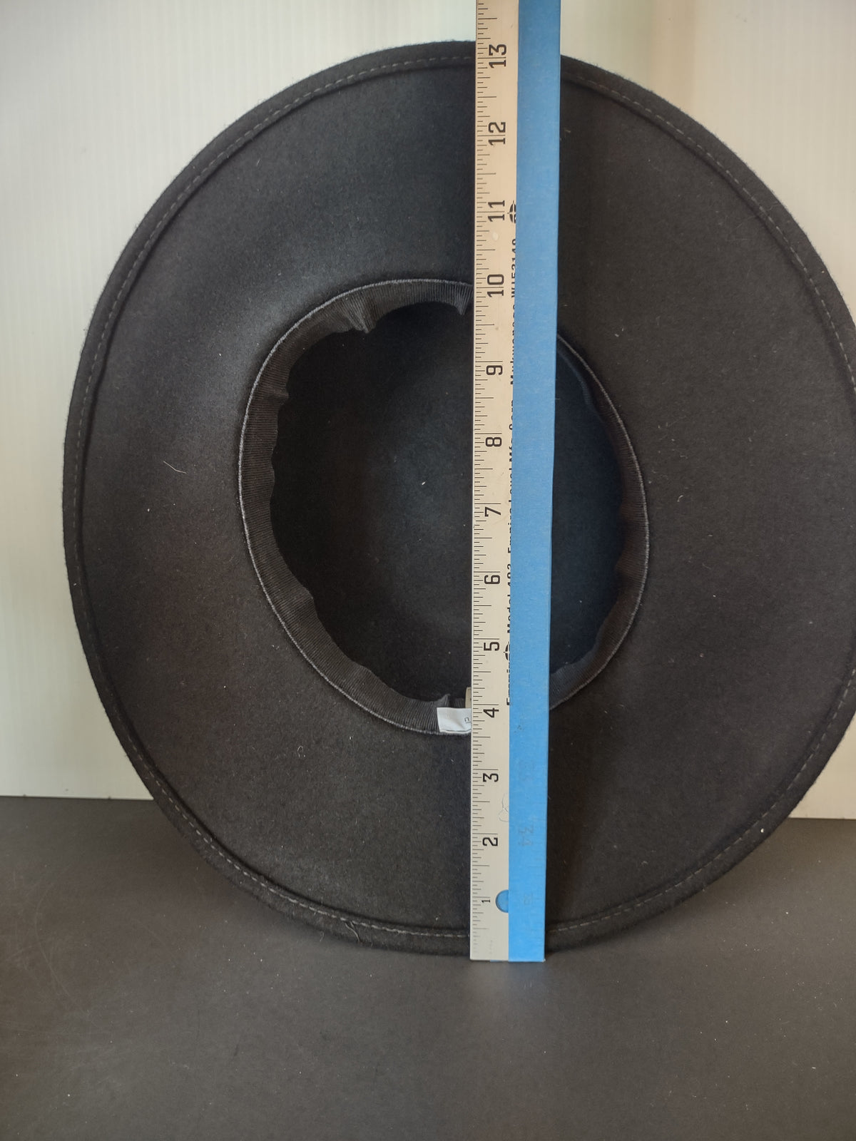 Vintage Nordstrom Black Wool Felt Wide Brim Hat Bow Made in Italy [8122n]