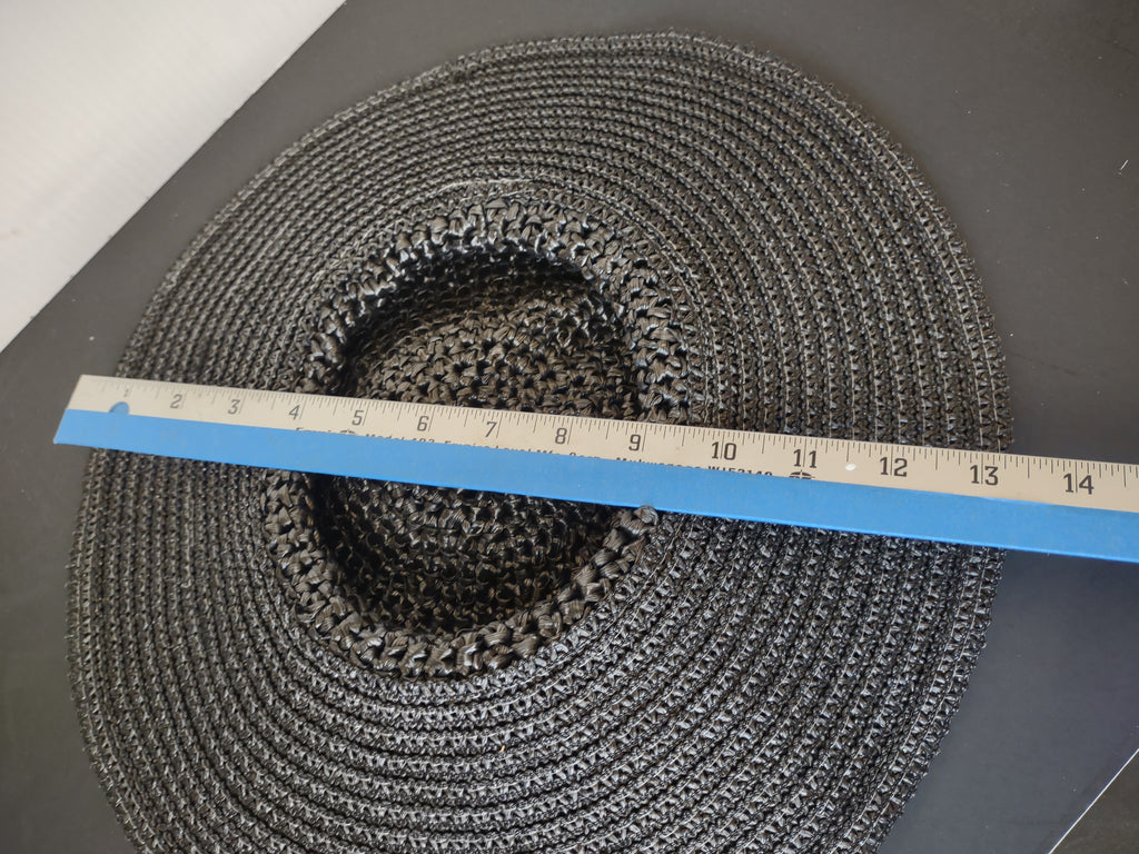Vintage Black Open Weave Wide Brim Sun Hat Women's Summer Garden Style [8123n]