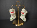 Vintage Christmas Lenox Teddy Bear Stocking Salt Pepper Shakers Gold Stand [8131n]