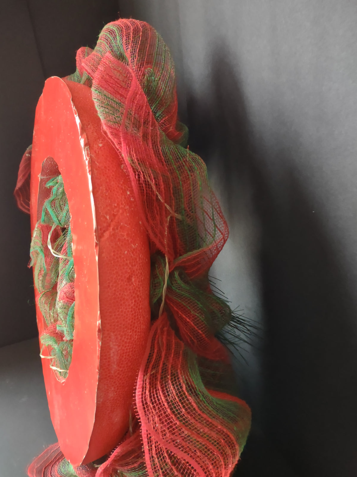 Vintage 22" LED Christmas Wreath Red Gold Mesh Ribbon Berries Green [8134n]