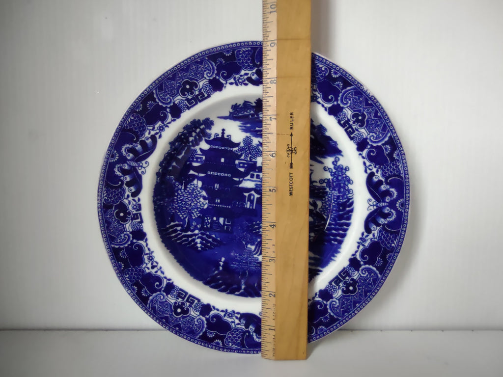 Vintage Copeland Flow Blue Wide Rim Bowl Pagoda Landscape Blue White [7444E]