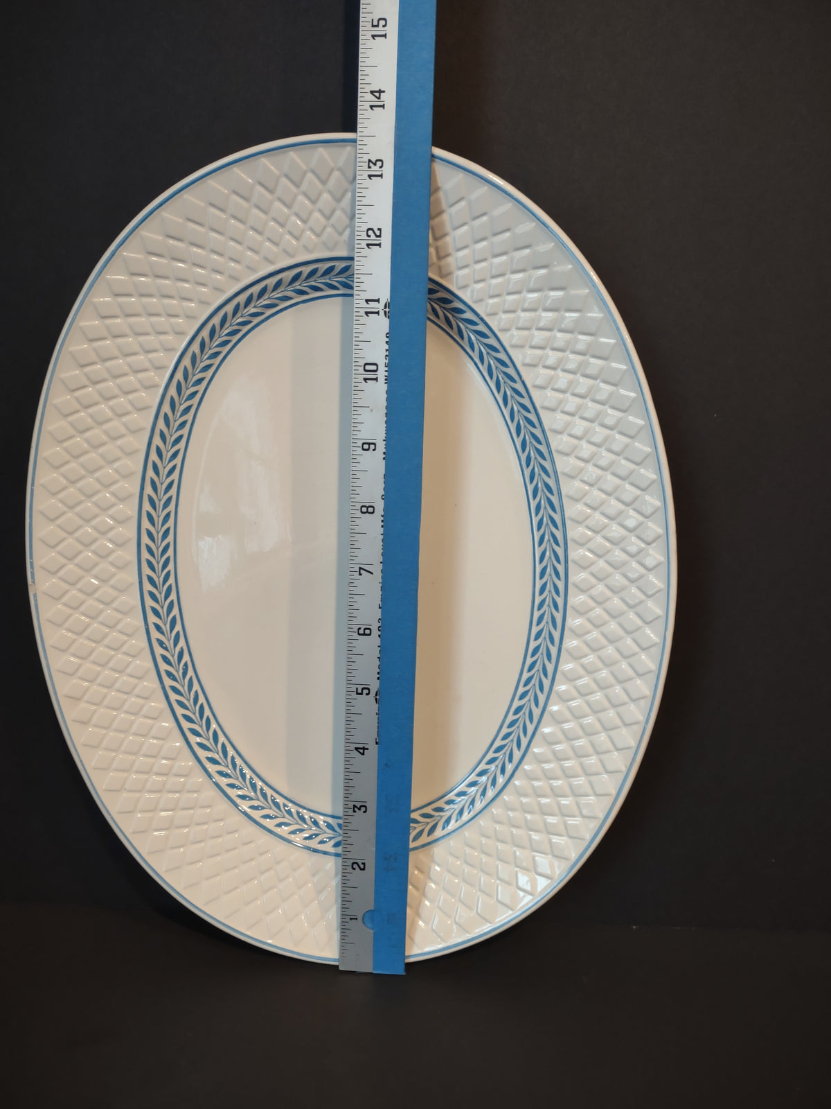 Vintage Copeland Spode Mansard Elaine Blue Oval Platter England IMPERFECT [7447E]