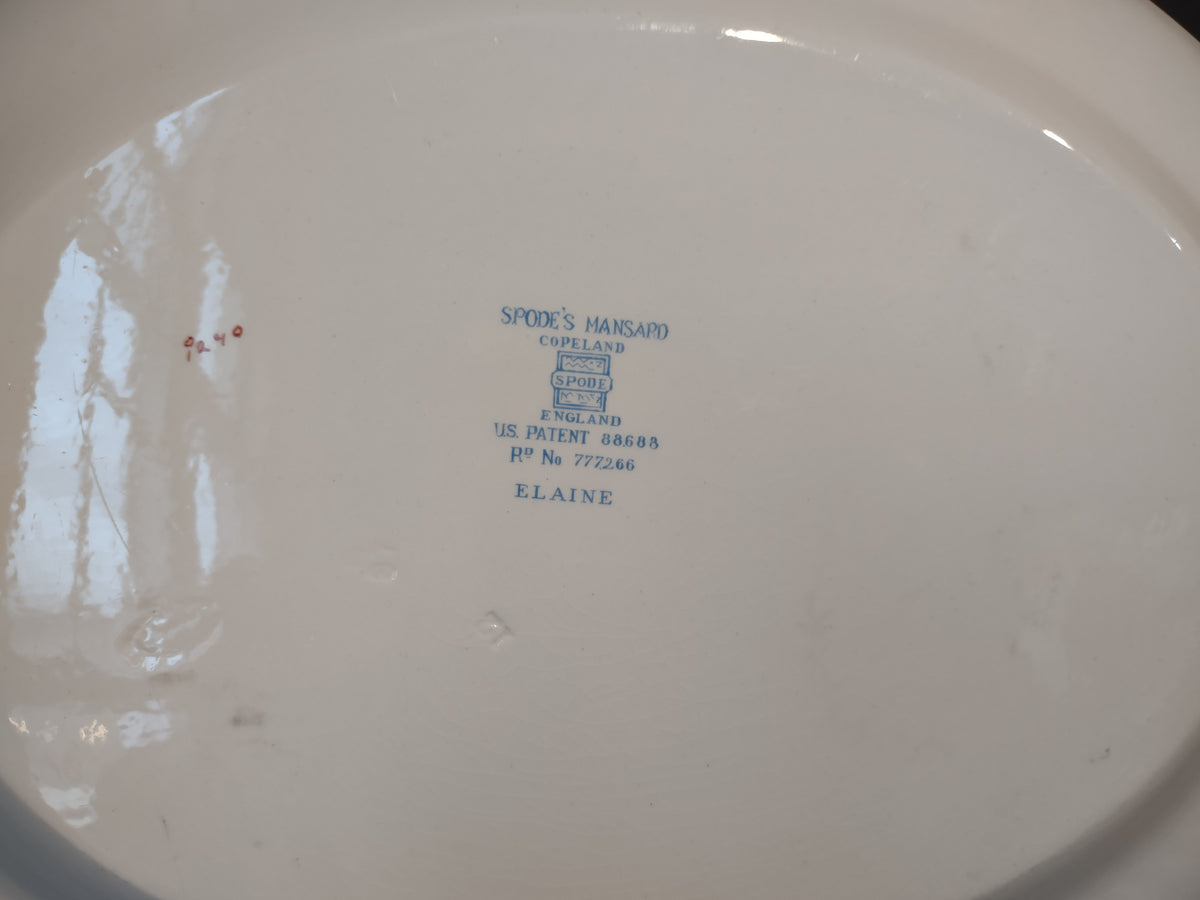 Vintage Copeland Spode Mansard Elaine Blue Oval Platter England IMPERFECT [7447E]