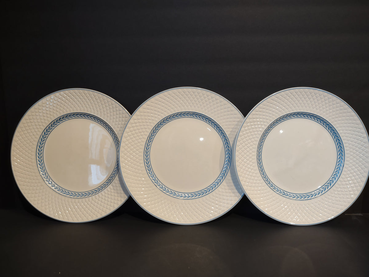Vintage Copeland Spode Mansard Elaine Blue Laurel Set of 3 Plate England [7449E]