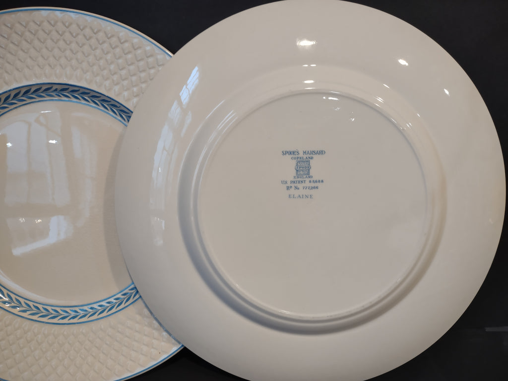 Vintage Copeland Spode Mansard Elaine Blue Laurel Set of 3 Plate England [7449E]