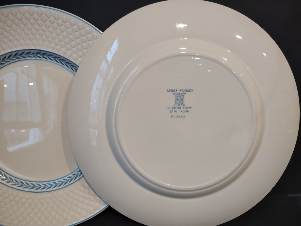 Vintage Copeland Spode Mansard Elaine Blue Laurel Set of 3 Plate England [7449E]