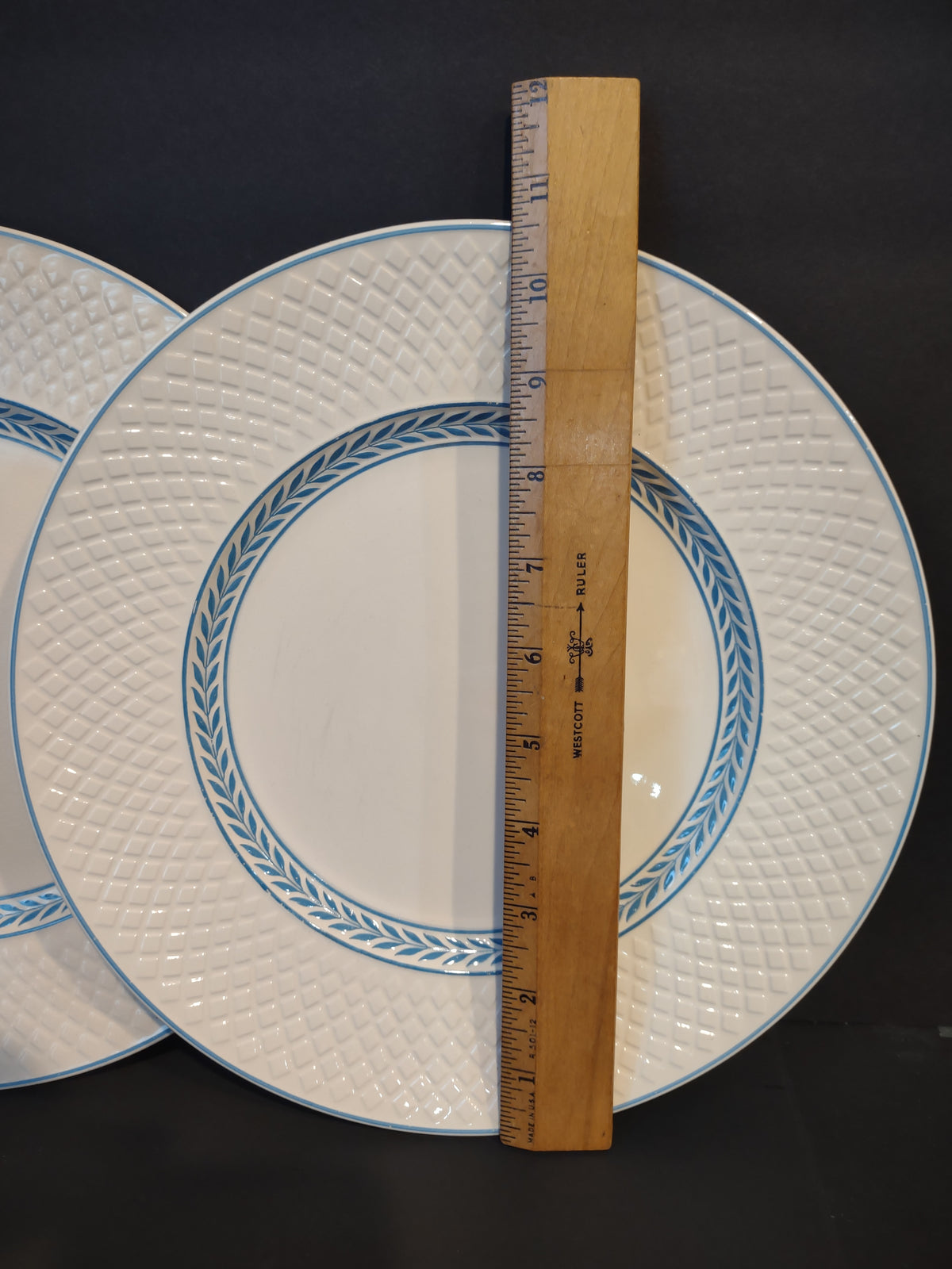 Vintage Copeland Spode Mansard Elaine Blue Laurel Set of 3 Plate England [7449E]