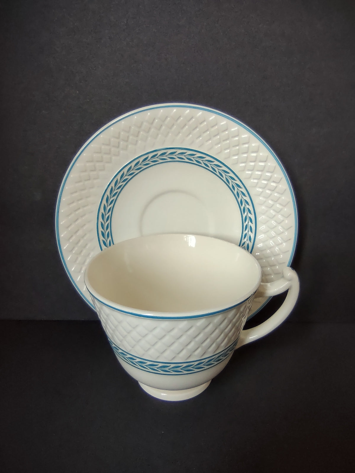 Vintage Spode Copeland Mansard Elaine Blue White Cup & Saucer Set [7454E]