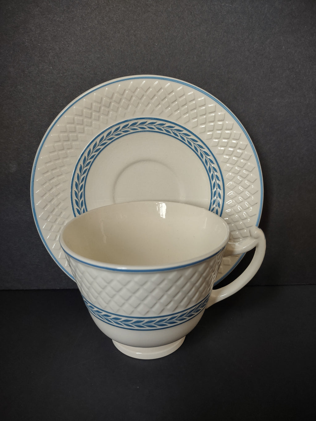 Vintage Spode Copeland Mansard Elaine Blue White Cup & Saucer Set [7454E]