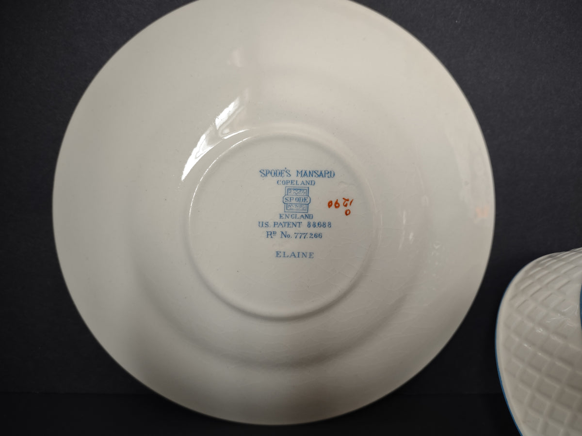 Vintage Spode Copeland Mansard Elaine Blue White Cup & Saucer Set [7454E]