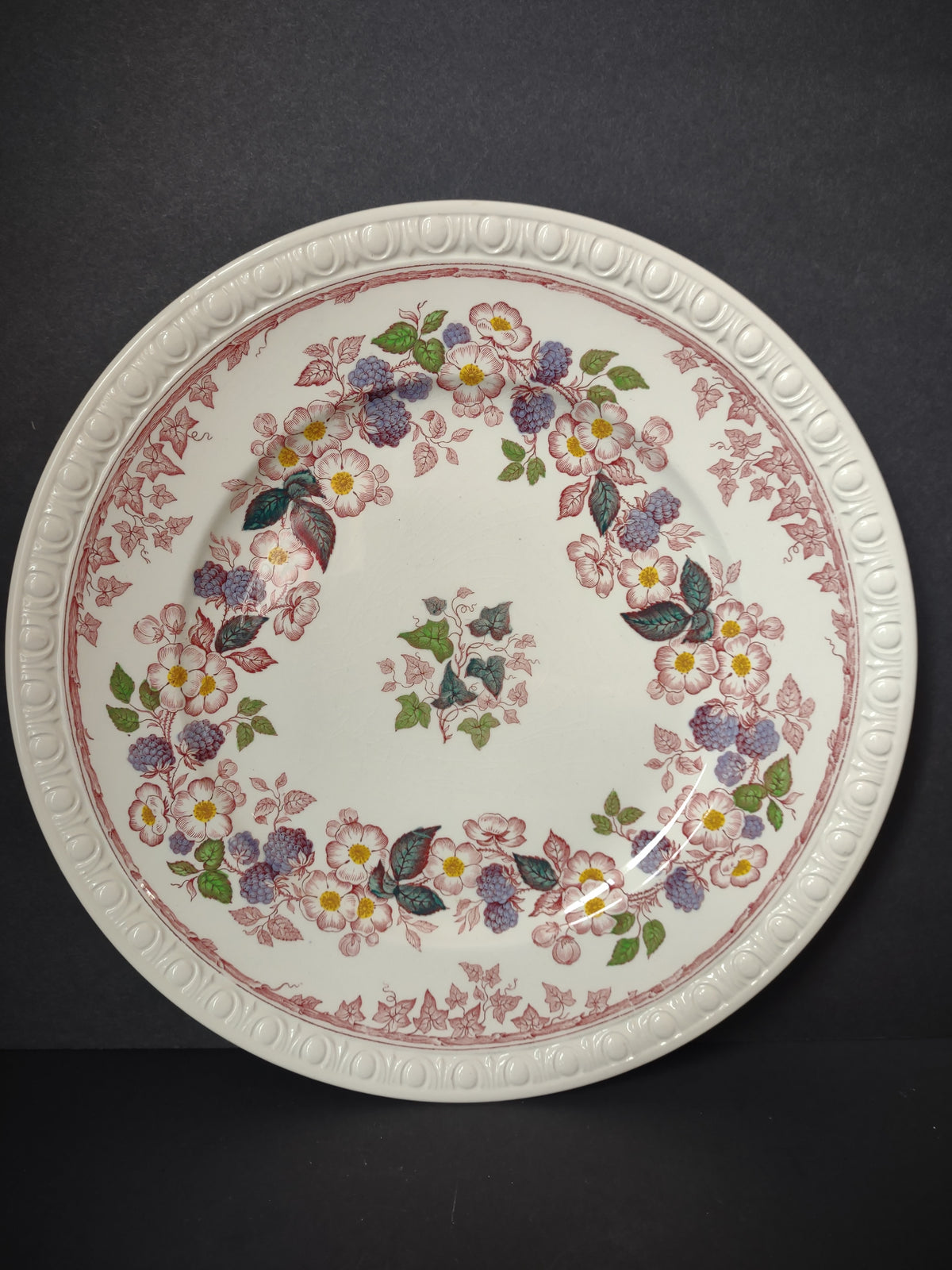 Vintage Copeland Spode Blackberry Floral Plate Pink Purple England [7459E]