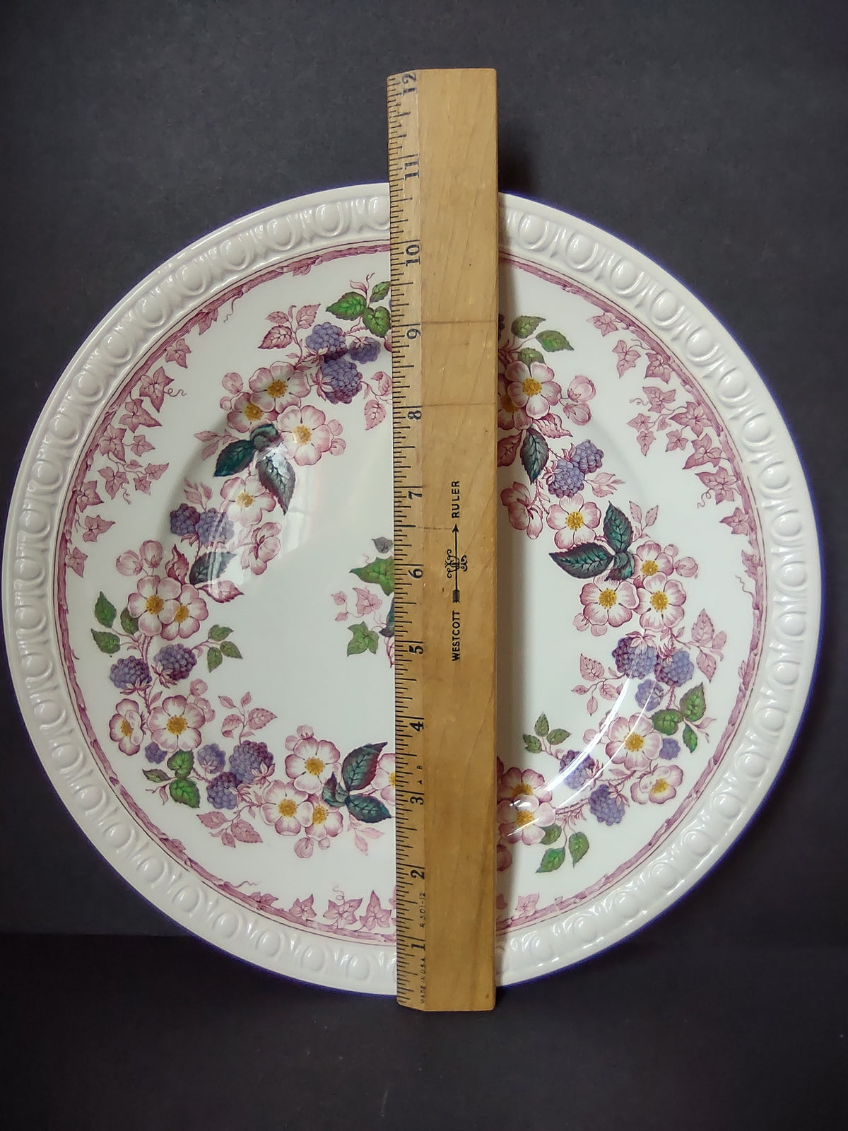Vintage Copeland Spode Blackberry Floral Plate Pink Purple England [7459E]