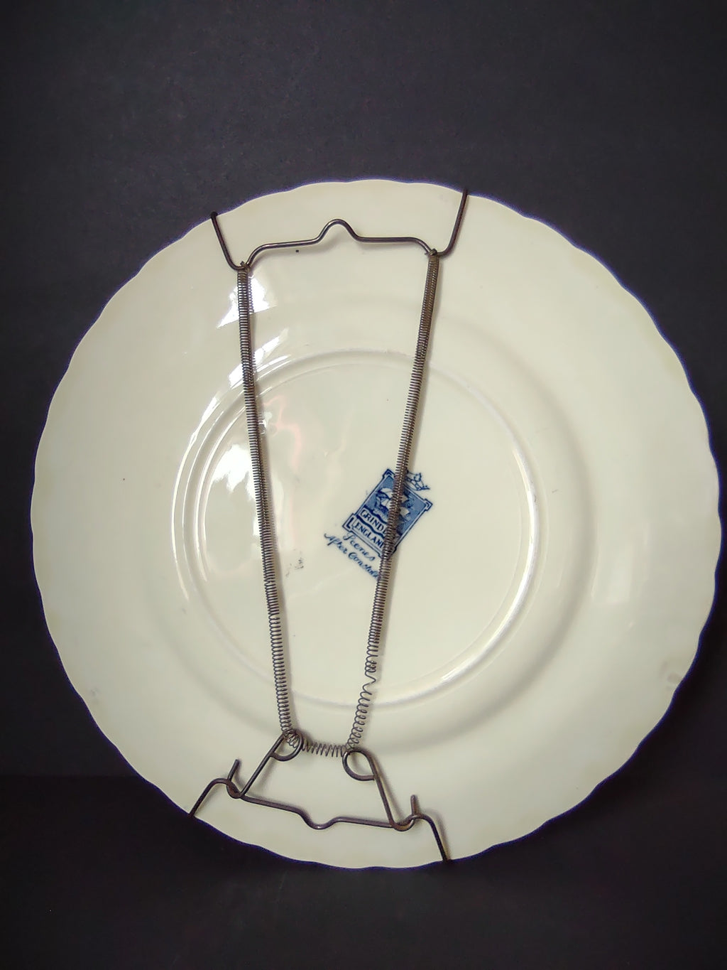 Vintage Grindley Scenes After Constable Blue White English Salisbury Cathedral Plate [7461E]