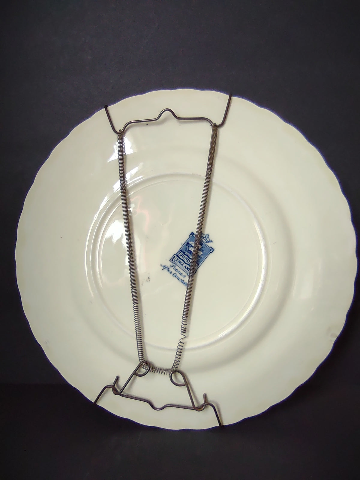 Vintage Grindley Scenes After Constable Blue White English Salisbury Cathedral Plate [7461E]