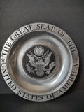 Vintage Pewter United States of America Great Seal Eagle Plate [7462E]
