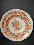 Vintage Copeland Spode Orange Floral Transferware Soup Plate England [7463E]
