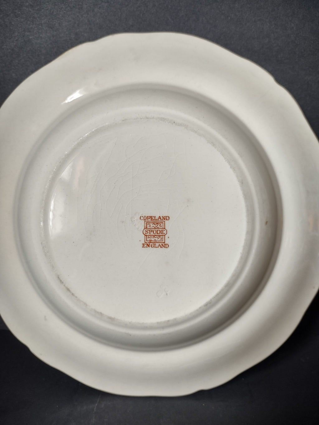 Vintage Copeland Spode Orange Floral Transferware Soup Plate England [7463E]
