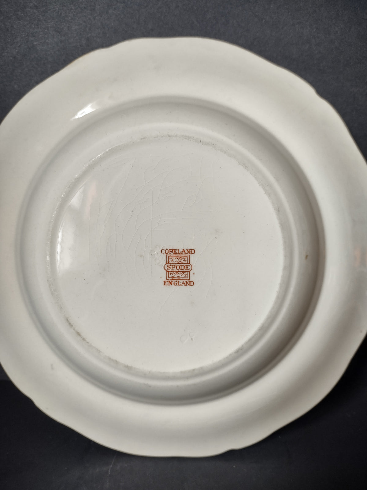 Vintage Copeland Spode Orange Floral Transferware Soup Plate England [7463E]