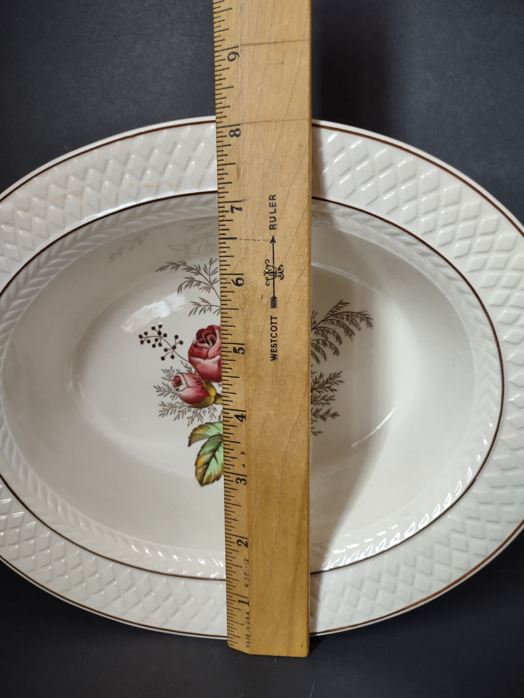 Vintage Copeland Spode Lady Ann Pink Rose Oval Serving Bowl [7464]