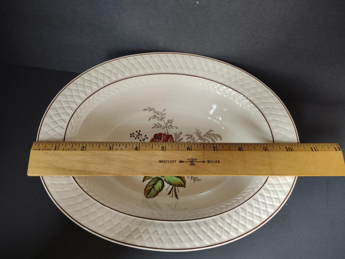 Vintage Copeland Spode Lady Ann Pink Rose Oval Serving Bowl [7464]