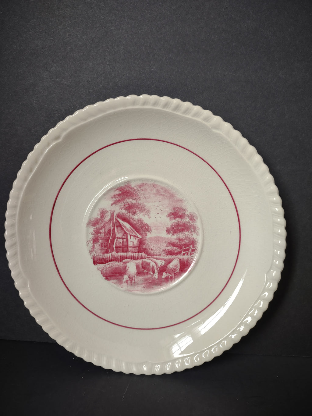 Vintage Copeland Spode Pink Scenic Rural Scenes Transferware Plate England [7466E]
