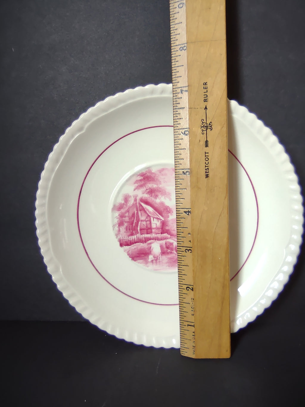 Vintage Copeland Spode Pink Scenic Rural Scenes Transferware Plate England [7466E]