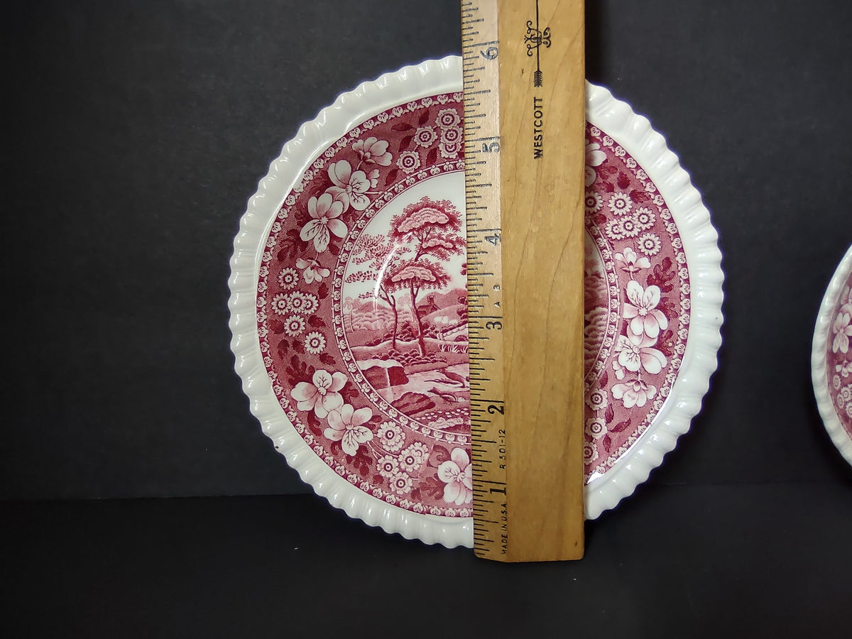 Vintage Copeland Spode Tower Pink Scenic Saucer Set 6" and 4.5" [7465E]