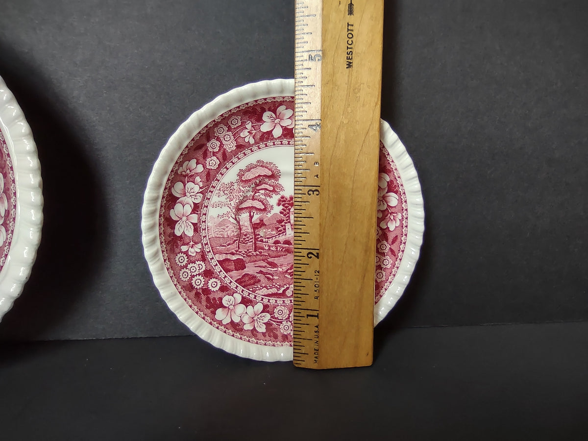 Vintage Copeland Spode Tower Pink Scenic Saucer Set 6" and 4.5" [7465E]