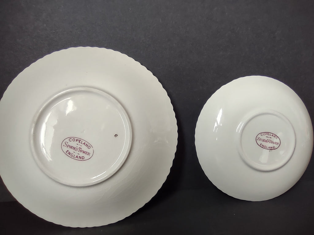 Vintage Copeland Spode Tower Pink Scenic Saucer Set 6" and 4.5" [7465E]