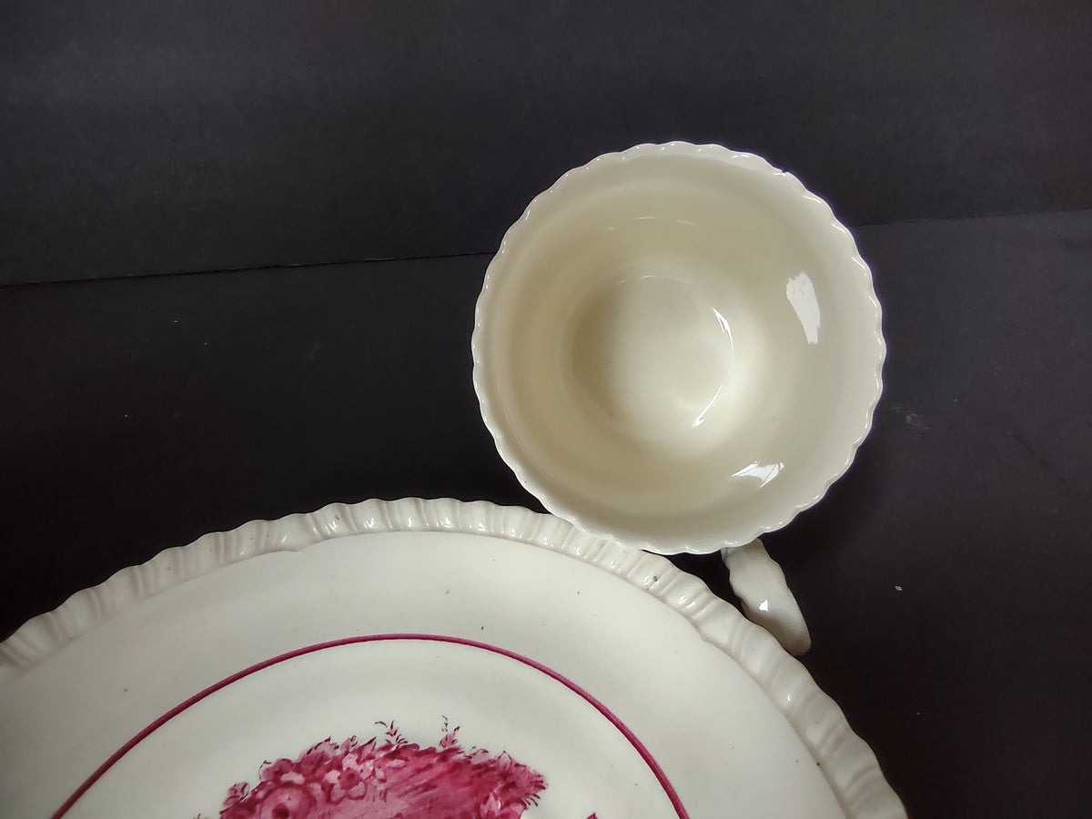Vintage Copeland Spode Pink Bird Demitasse Espresso Cup Saucer Set [7467E]