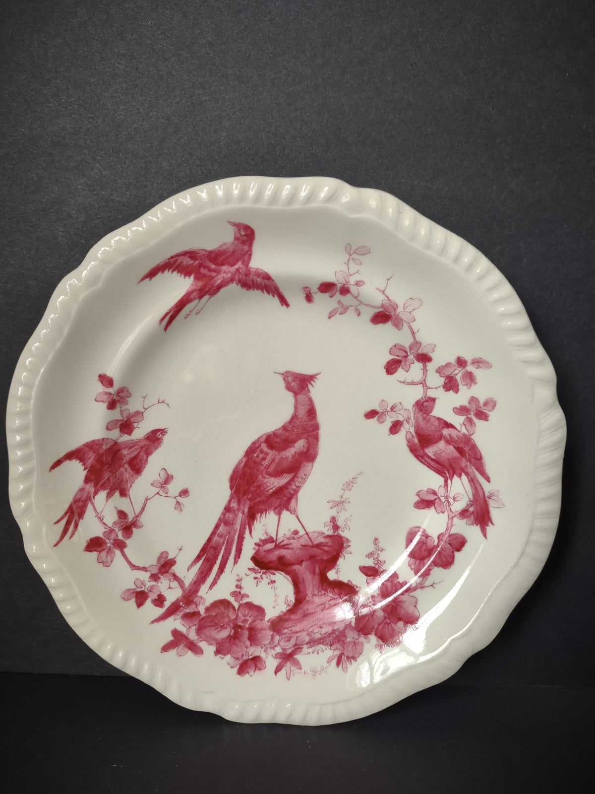 Vintage Copeland Spode Black Bird Pink Bird Floral Plate England [7470E]