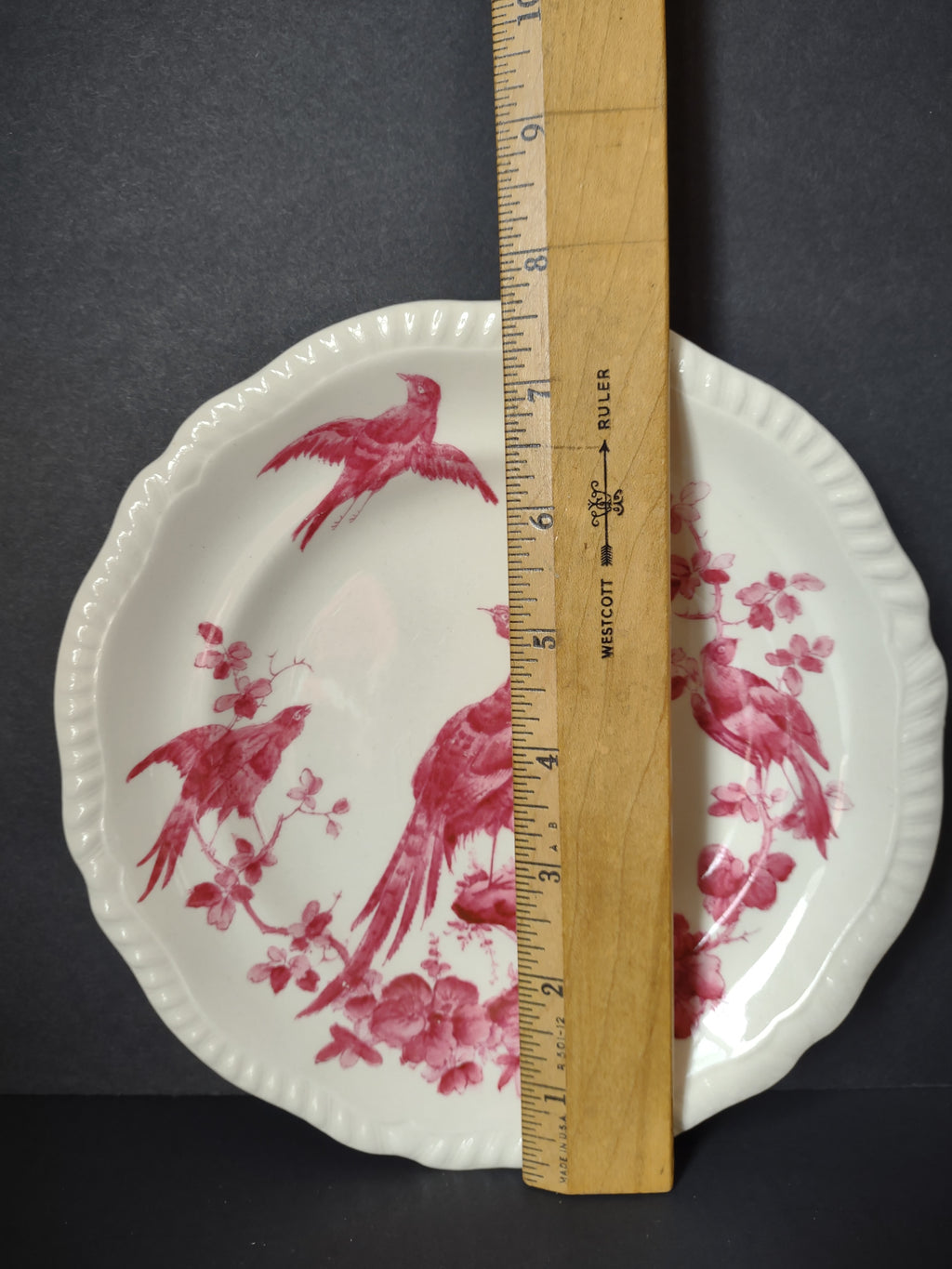Vintage Copeland Spode Black Bird Pink Bird Floral Plate England [7470E]