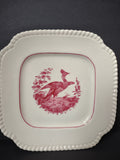 Vintage Copeland Spode Pink Bird Floral Square Plate England [7471E]