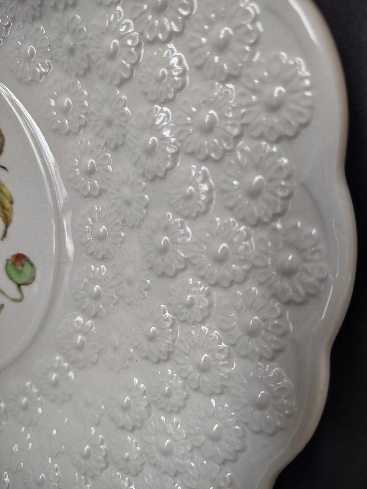 Vintage Copeland Spode Pear Fruit Floral Embossed White Plate England [7472E]