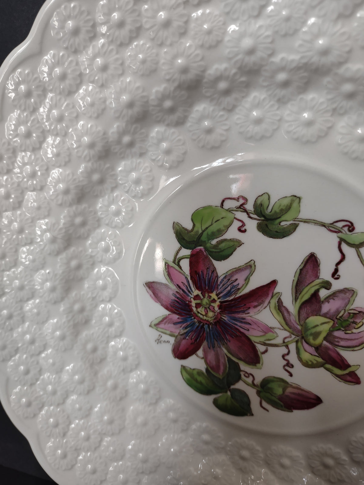 Vintage Copeland Spode Bermuda Flowers Passion Flower Plate England [7473]