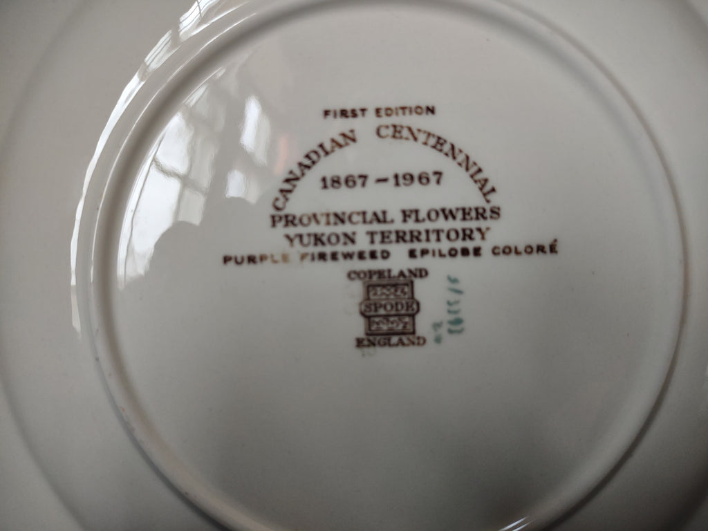 Vintage Spode Canadian Centennial Yukon Purple Fireweed Plate 1967 [7475E]