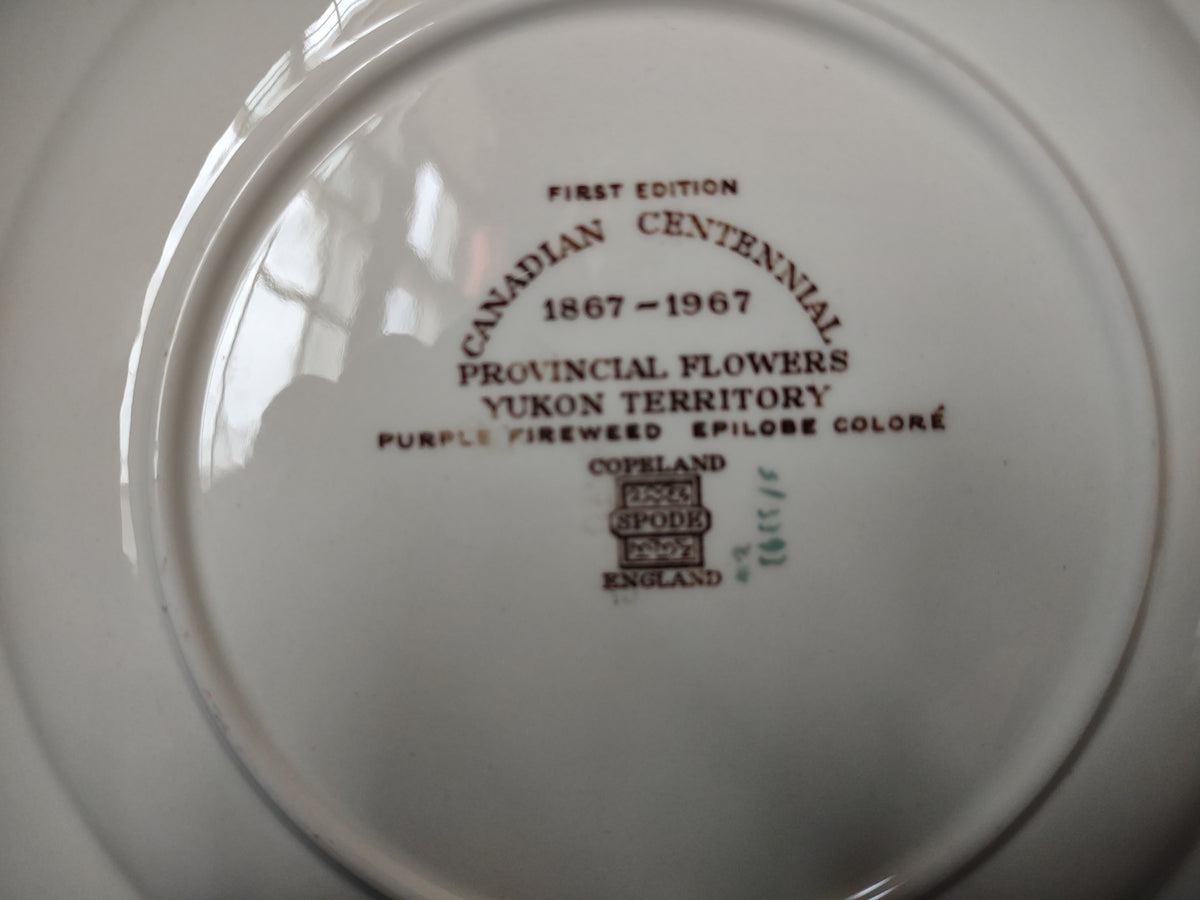 Vintage Spode Canadian Centennial Yukon Purple Fireweed Plate 1967 [7475E]