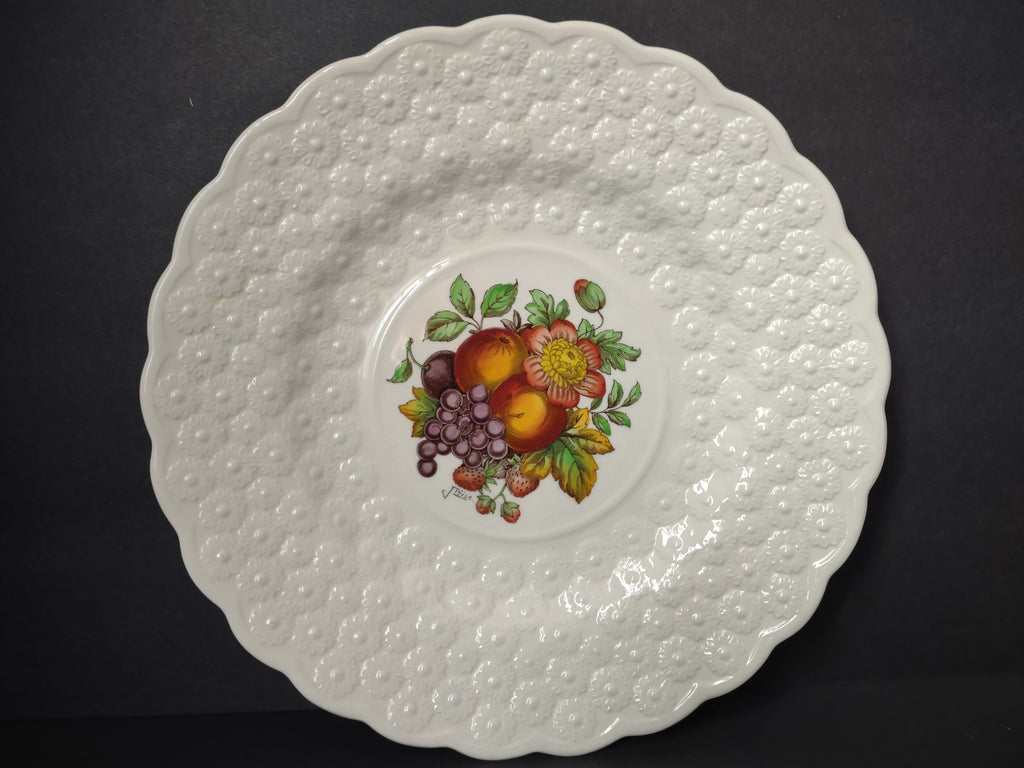 Vintage Copeland Spode Purple Grapes Red Apple Fruit Embossed Plate [7477E]