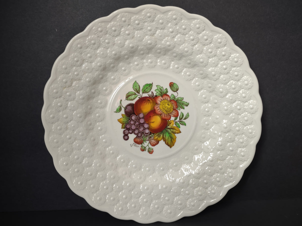 Vintage Copeland Spode Purple Grapes Red Apple Fruit Embossed Plate [7477E]