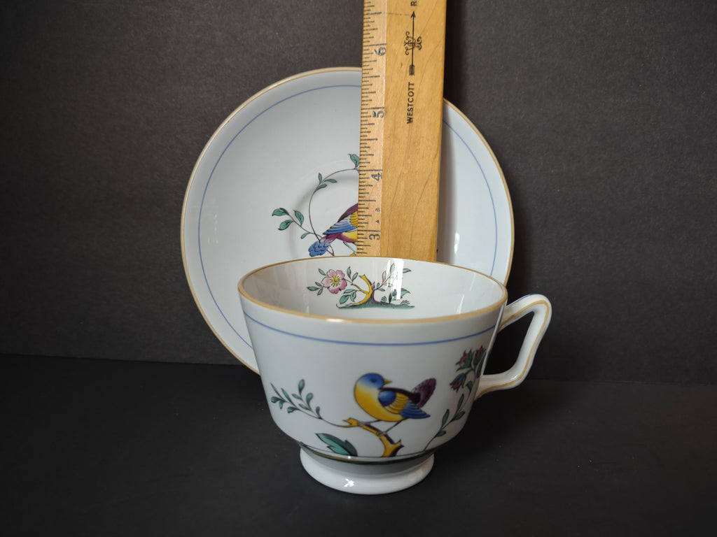 Vintage Copeland Spode Queens Bird Blue Yellow Cup Saucer Set [7478E]