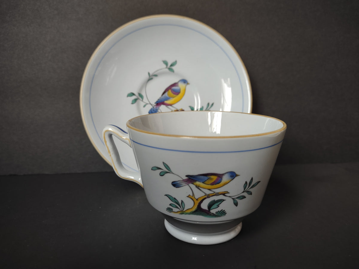 Vintage Copeland Spode Queens Bird Blue Yellow Cup Saucer Set [7478E]