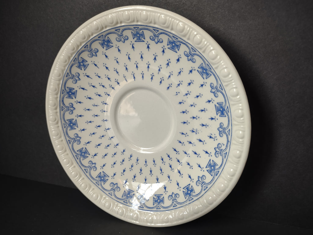 Vintage Copeland Spode Ermine Blue White Cup Saucer Set England [7479E]