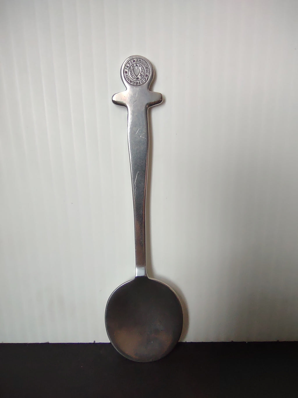 Vintage Joseph Copeland Handmade Pewter Medallion Handle Spoon [7480E]