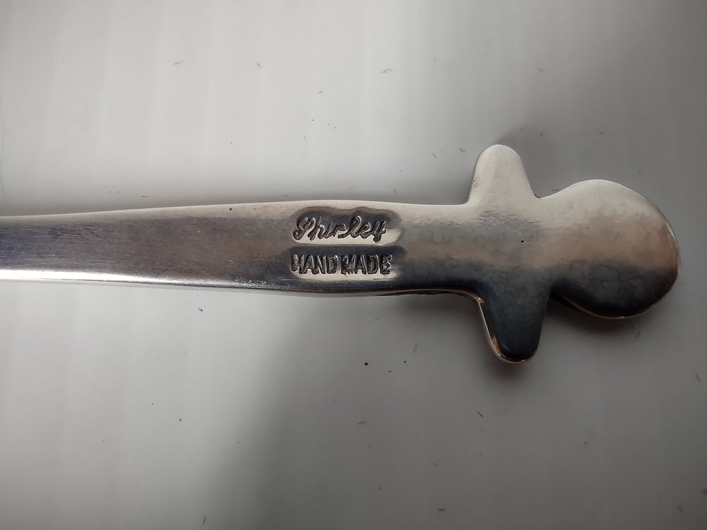 Vintage Joseph Copeland Handmade Pewter Medallion Handle Spoon [7480E]