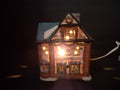 Vintage Lighted Snowy Christmas Village Storefront Toy StoreStriped Awnings [8143n]