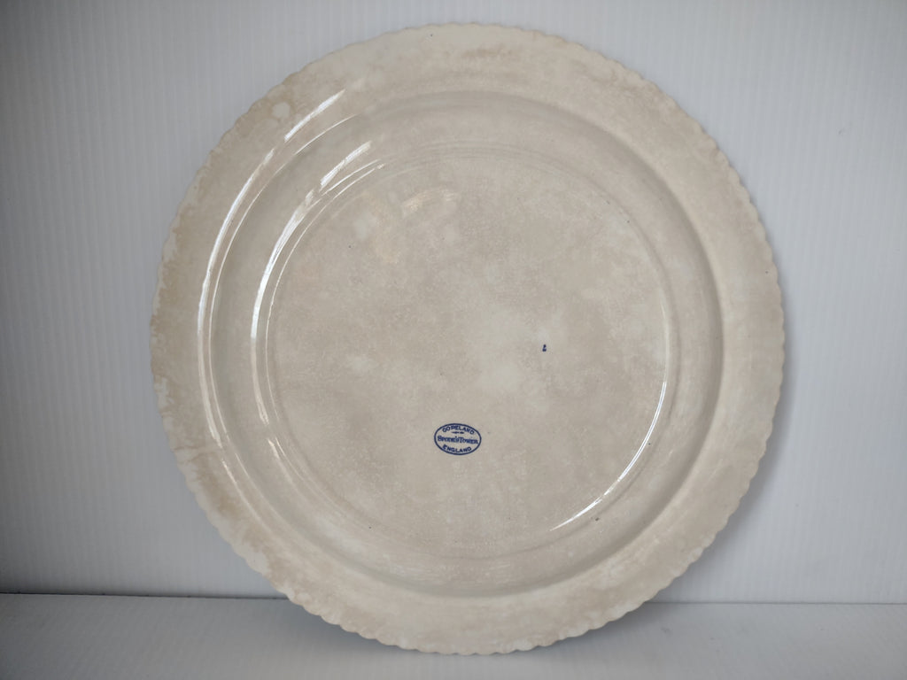 Vintage Blue & White Floral Transferware Landscape Chop Serving Plate 13" [7483E]