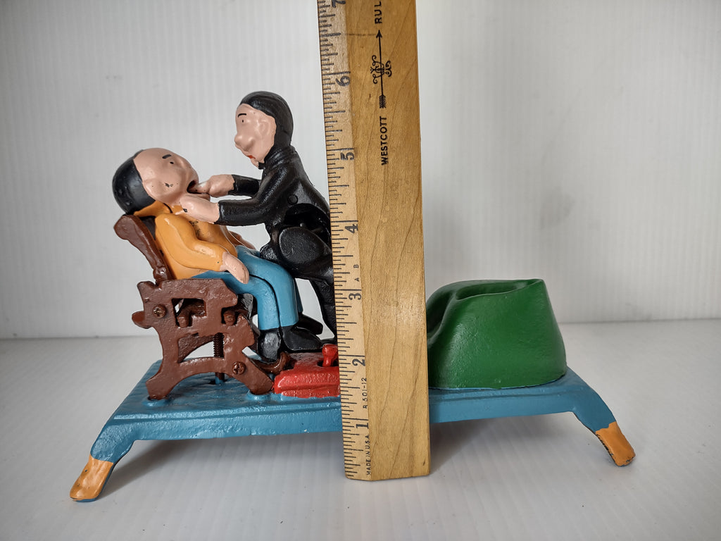 Vintage Dentist Mechanical Coin Iron Bank Metal Taiwan Collectible [4896]