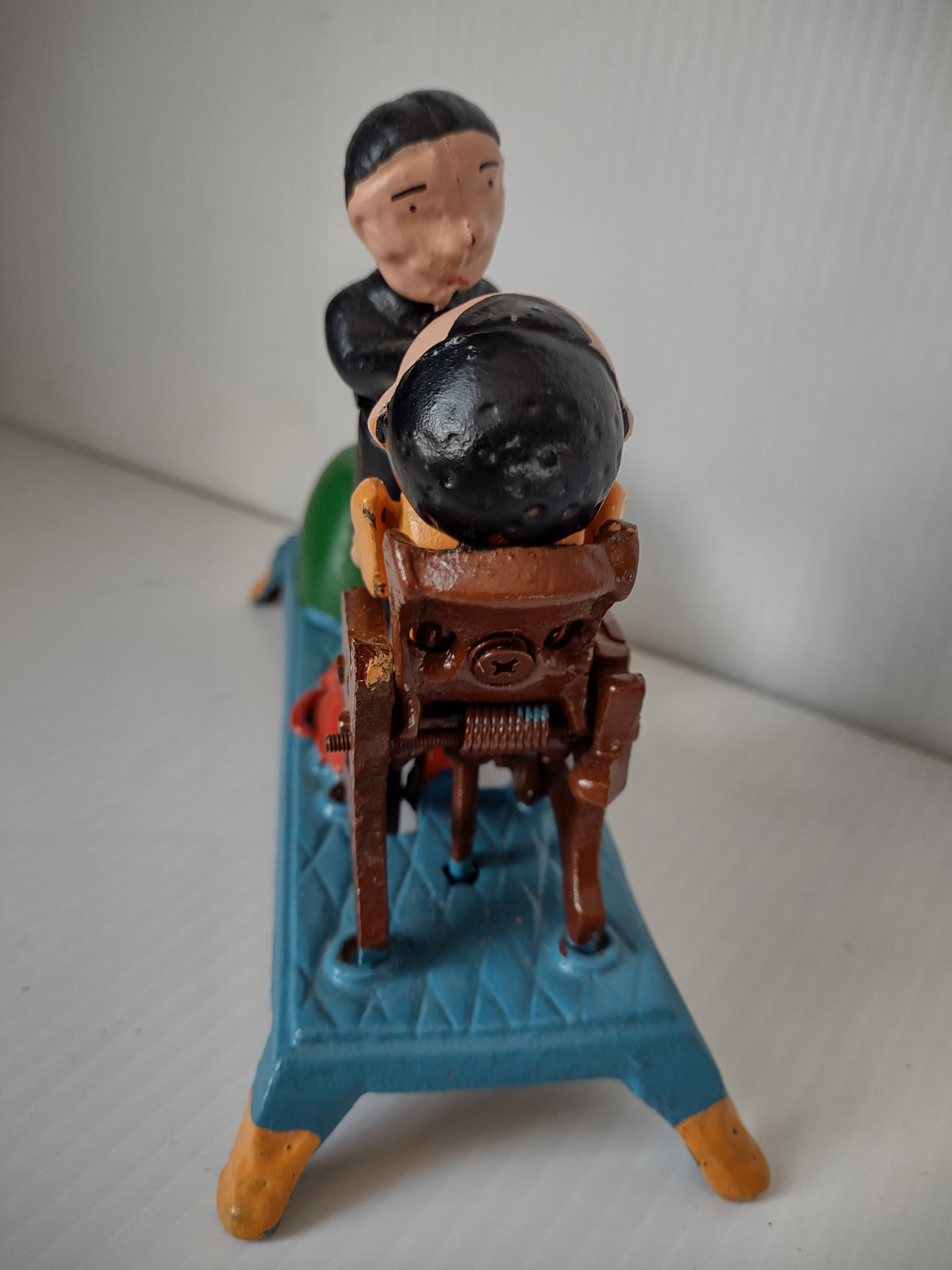 Vintage Dentist Mechanical Coin Iron Bank Metal Taiwan Collectible [4896]